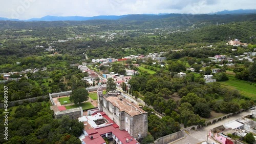 Drone view of catholic temple in central mexico photo