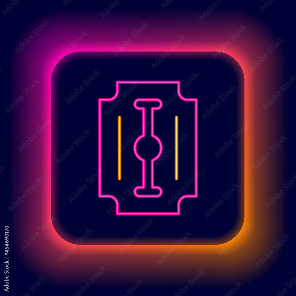 Glowing neon line Blade razor icon isolated on black background. Colorful outline concept. Vector Glowing neon line Blade razor icon isolated on black background. Colorful outline concept. Vector