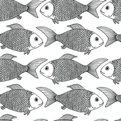 Fototapete Maritime Tiermuster Stilisiertes Fischmuster Maritime Illustration  © Ольга Мороз