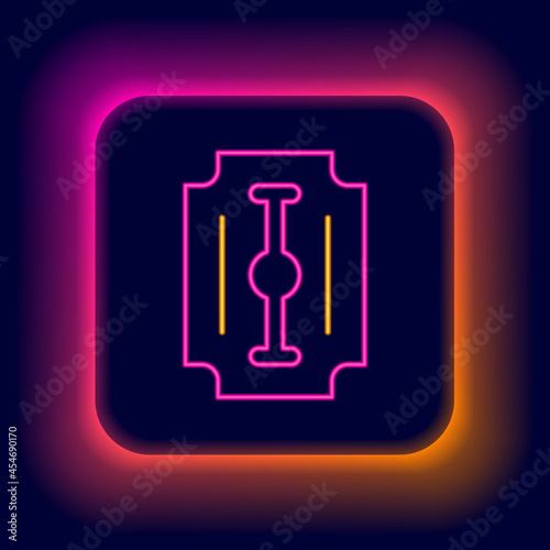 Glowing neon line Blade razor icon isolated on black background. Colorful outline concept. Vector