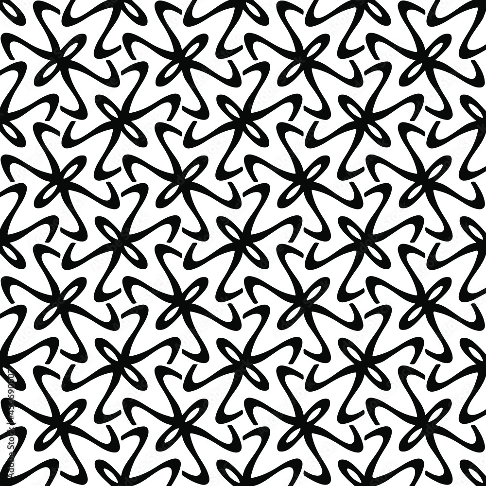 Seamless vector pattern in geometric ornamental style. Black and white pattern.
