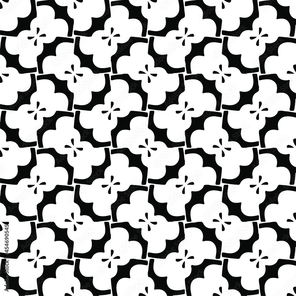 Seamless vector pattern in geometric ornamental style. Black and white pattern.
