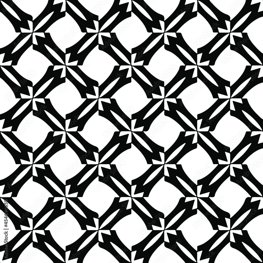 Fototapeta premium Seamless vector pattern in geometric ornamental style. Black and white pattern.