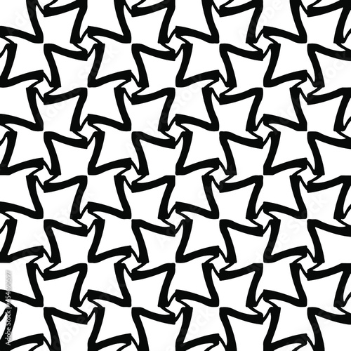 Seamless vector pattern in geometric ornamental style. Black and white pattern. 