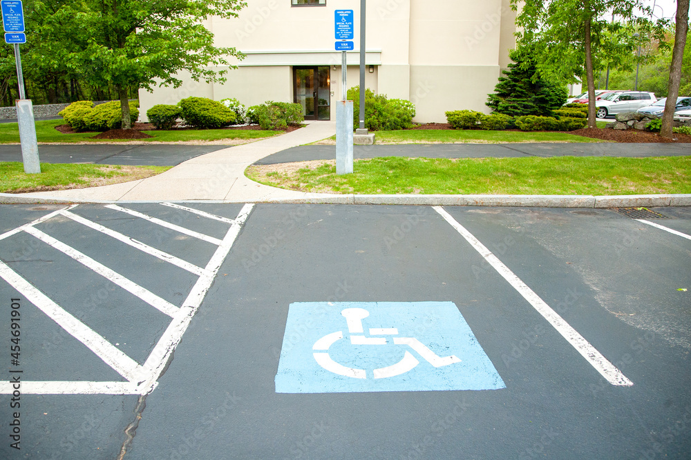 Logo for disabled on parking. handicap parking place sign in boston