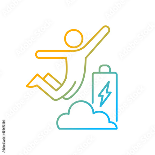 Increased energy gradient linear vector icon. Motivation boosts energy and productivity. Achieve goal. Thin line color symbol. Modern style pictogram. Vector isolated outline drawing