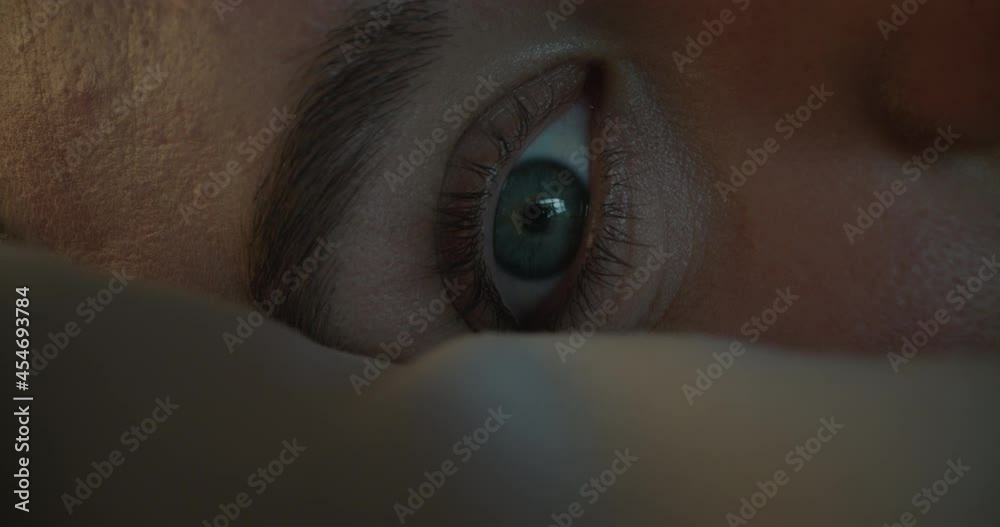 close up eye opening waking up after sleeping