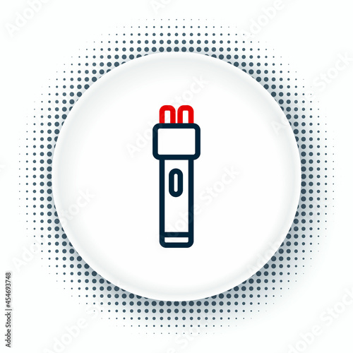 Line Police electric shocker icon isolated on white background. Shocker for protection. Taser is an electric weapon. Colorful outline concept. Vector
