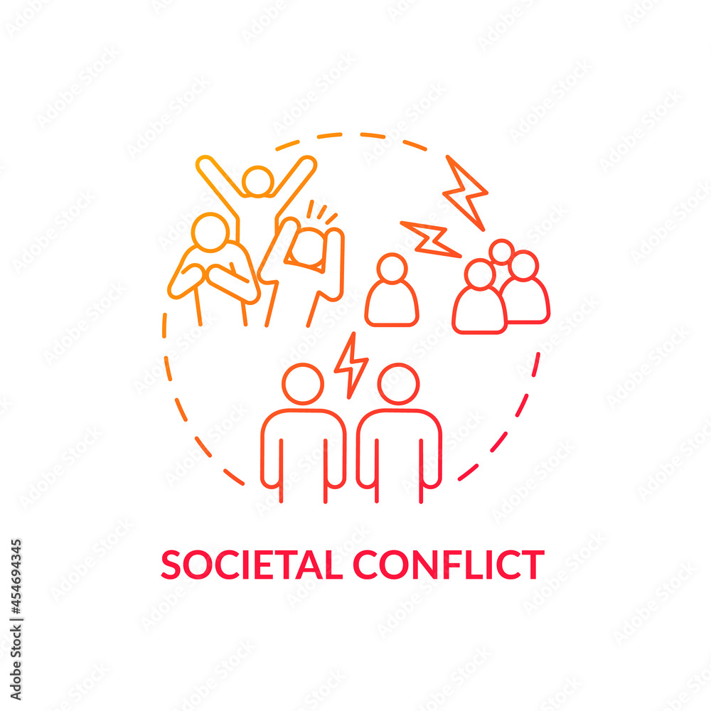 Societal conflict red gradient concept icon. Relationships in society ...