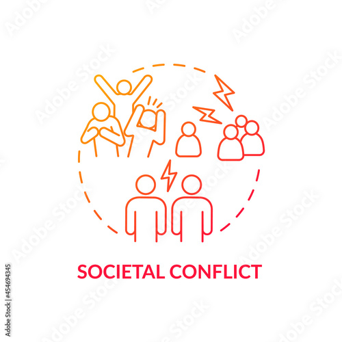Societal conflict red gradient concept icon. Relationships in society. Relations in groups. Conflict management abstract idea thin line illustration. Vector isolated outline color drawing