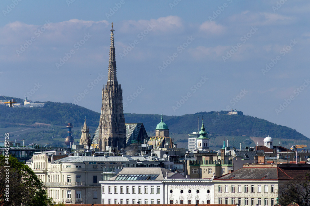 View of the St. Stephen's Cathedral from the Belvedere in Vienna