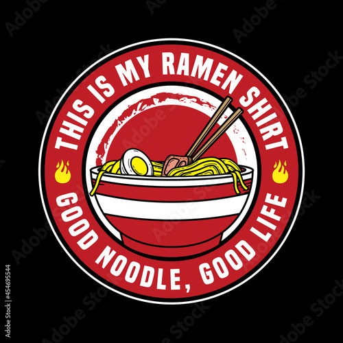 Vector Illustration of ramen udon noodle with vintage retro badge emblem style in black background. Good for logo, background, t shirt
