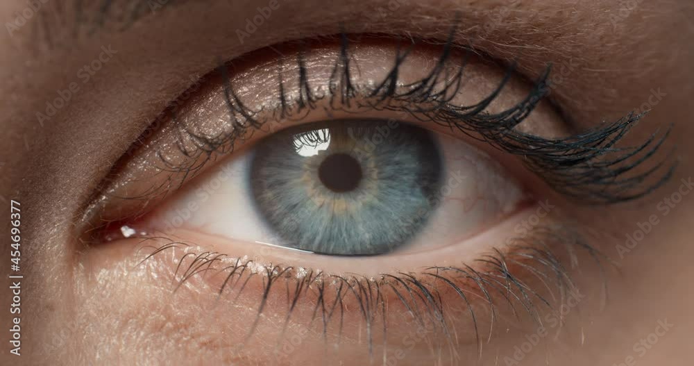 close up macro eye opening human iris beautiful blue eye healthy eyesight awareness concept