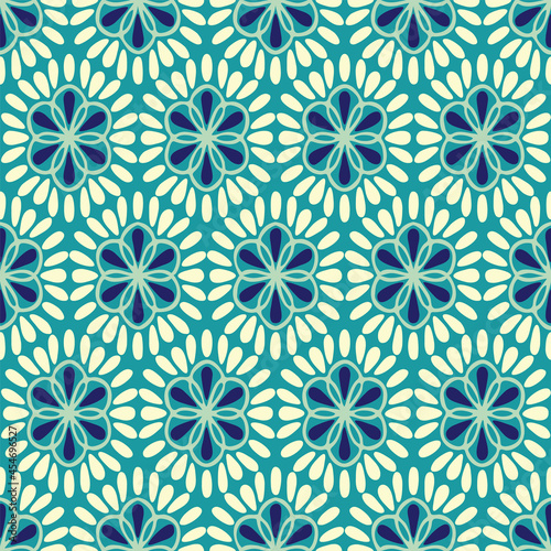 Vector Abstract Geometric Floral Mosaic Pattern Background