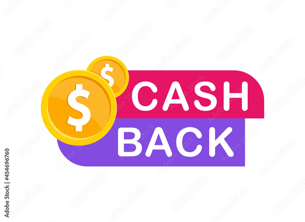 Cash back badge. Money back logo template. Bonus cash back icon. Refund money service for partner program. Vector illustration. Cash back badge. Money back logo template. Bonus cash back icon. Refund money service for partner program. Vector illustration.