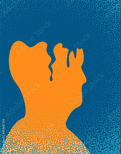 An illustration of a person with Alzheimer's disease. Vector illustration.