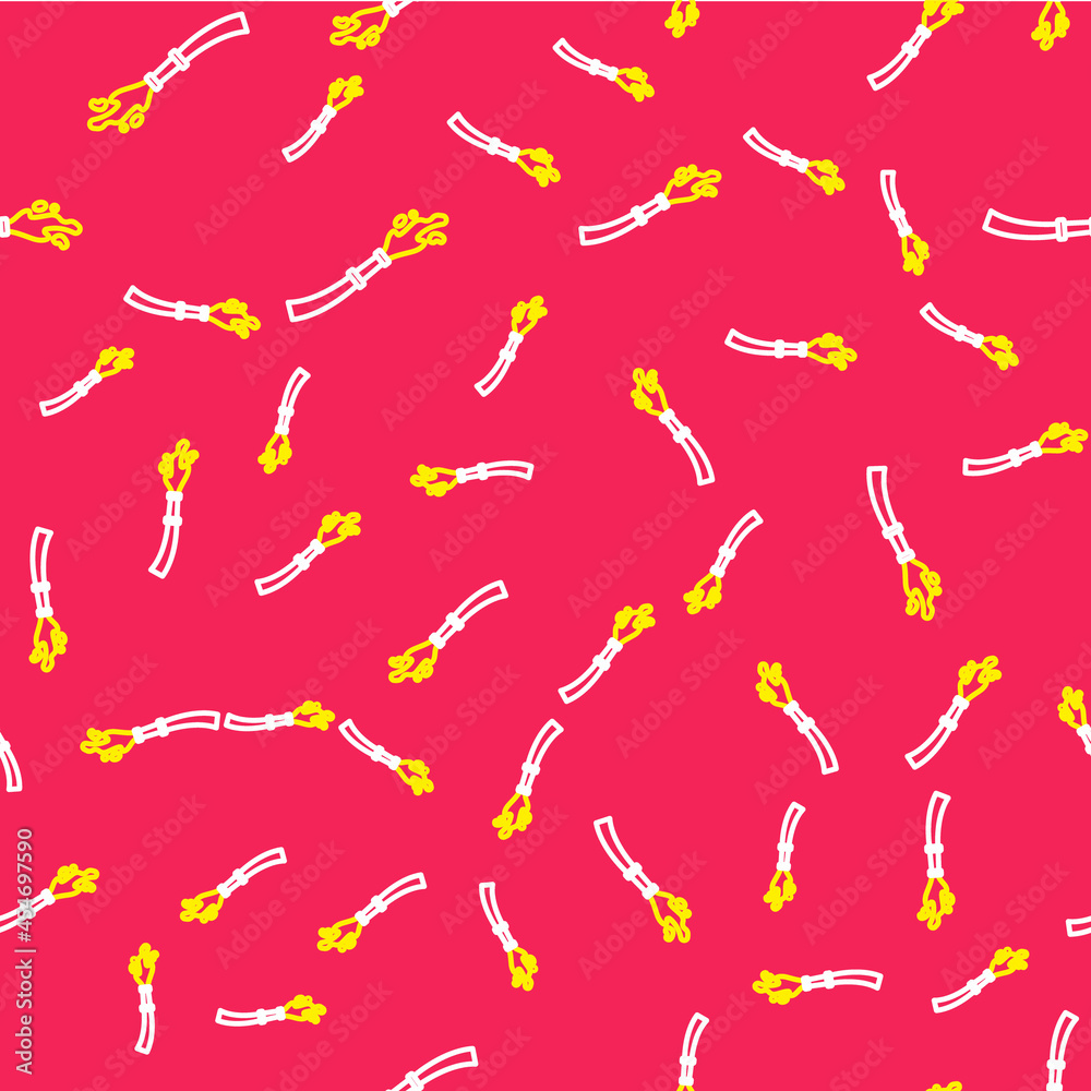 Line Fire hose reel icon isolated seamless pattern on red background. Vector Line Fire hose reel icon isolated seamless pattern on red background. Vector