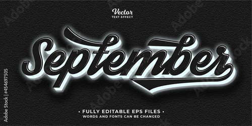 neon glowing septermber and black text effect editable eps cc