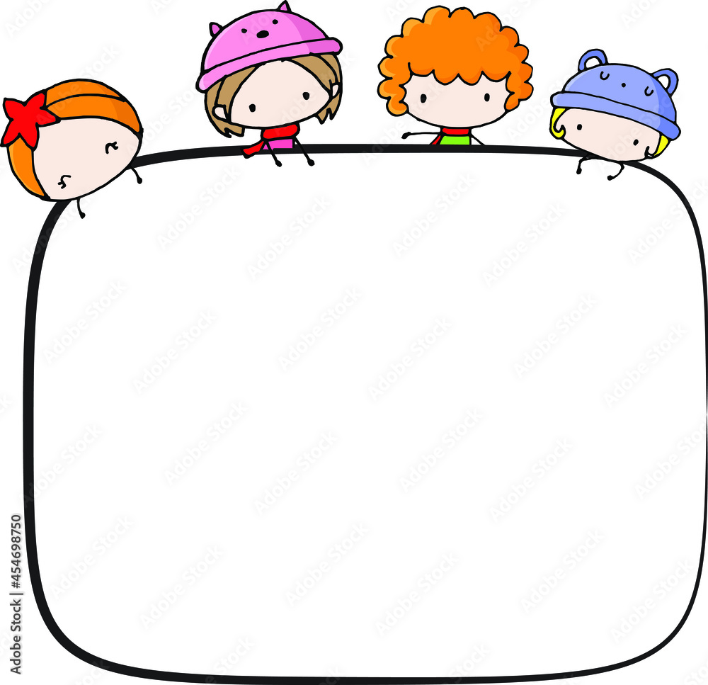 Fototapeta premium vector cartoon kids Children's background border frame card