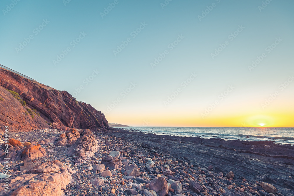 Rocky coast of Hallett Cove at sunset, South Australia