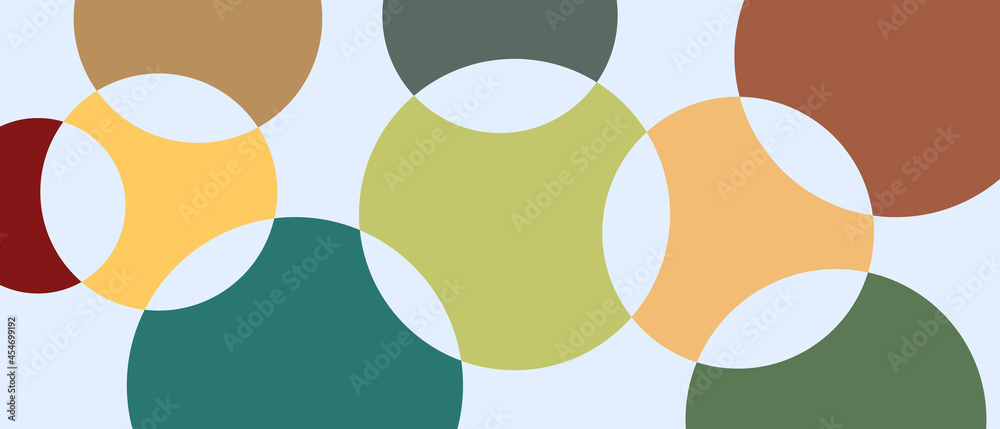 Trendy vector abstract geometric background with circles in retro scandinavian style. Graphic pattern of simple shapes in pastel colors, abstract mosaic. Trendy vector abstract geometric background with circles in retro scandinavian style. Graphic pattern of simple shapes in pastel colors, abstract mosaic.