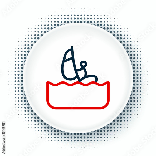 Line Windsurfing icon isolated on white background. Colorful outline concept. Vector