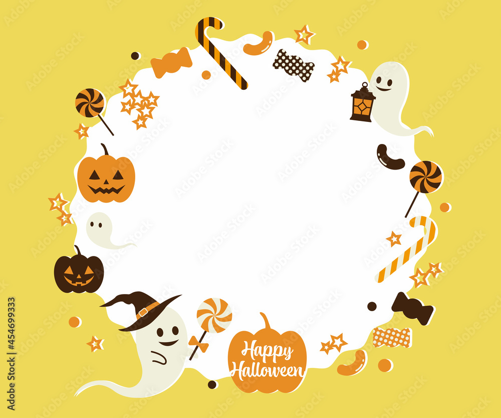 ハロウィンイメージのイラストフレーム ベクター カード 枠 Stock Vector Adobe Stock