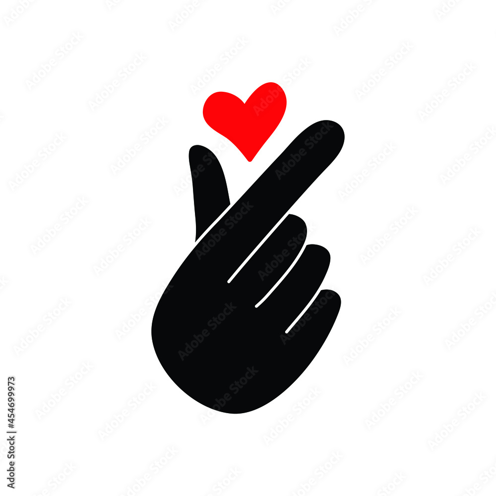 Obraz premium finger with a heart icon. Korean heart love sign. hand holding a heart sign valentine's day