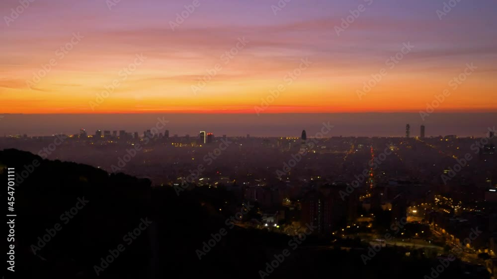 Morning panoramic view of Barcelona from the hill Morning panoramic view of Barcelona from the hill