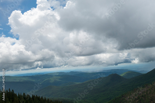 View from Transbucegi road in Bucegi mountains, Romania, cloudy day