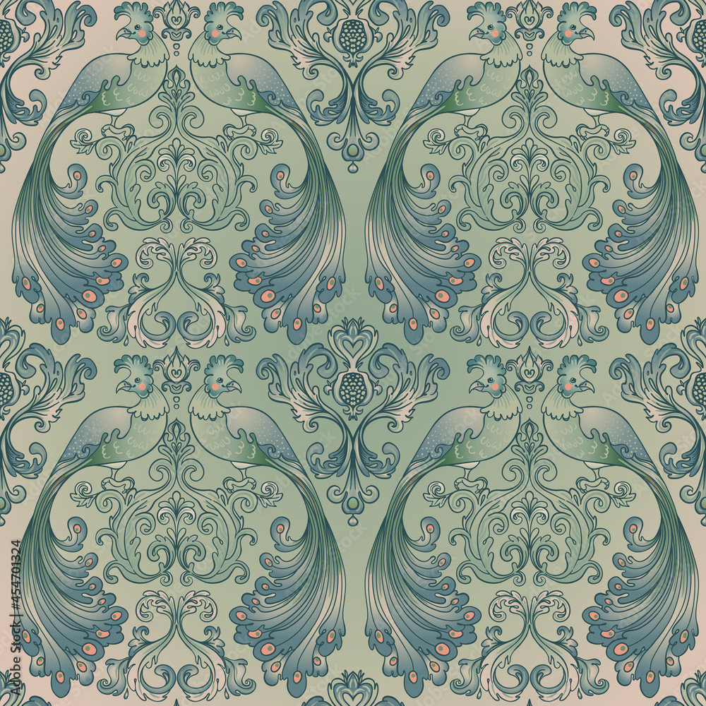 Floral vintage seamless pattern wit birds for retro wallpapers ...