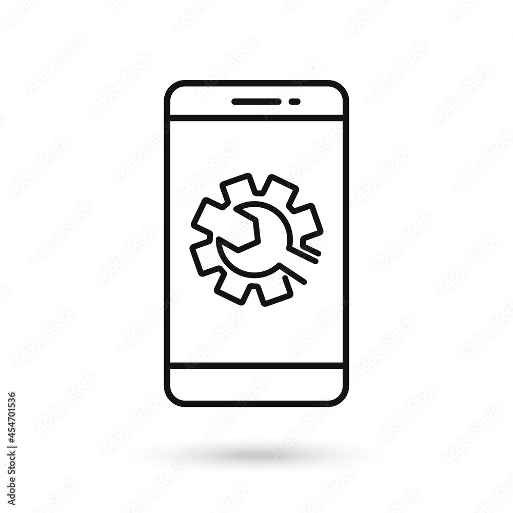 Mobile phone with technical support flat design icon. Mobile phone with technical support flat design icon.