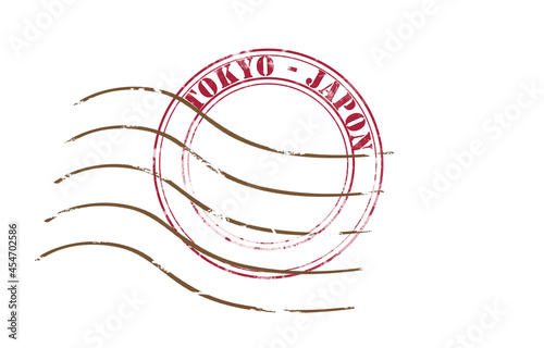 Canvas Print Travel letter stamp, Tokyo Japan /Tampon voyage lettre , tokyo japon voyage
