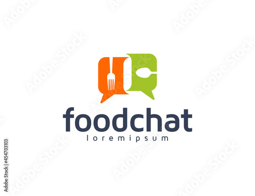 Food logo with chat or message conversation concept