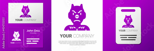 Logotype Krampus, heck icon isolated on white background. Horned devil. Traditional Christmas devil. Happy Halloween party. Logo design template element. Vector