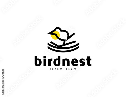 Abstract bird nest iconic logo design