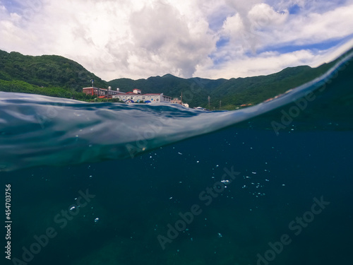 Beautiful view of green mountain and clouds in the tropical island of Taiwan. photo