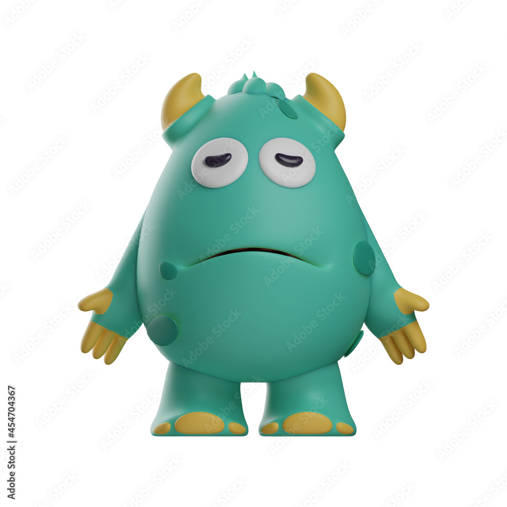 Cute Monster 3D Cartoon Design with a weird expression Cute Monster 3D Cartoon Design with a weird expression