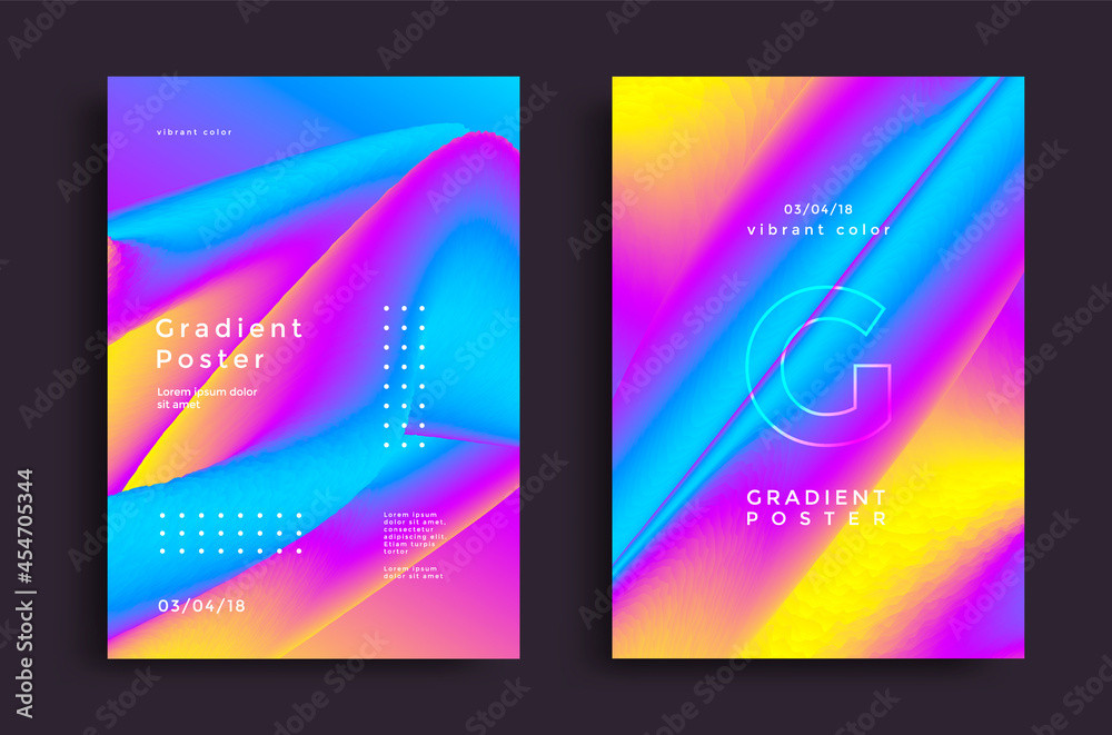 Modern poster with vibrant gradients shape. Colorful bright brochure