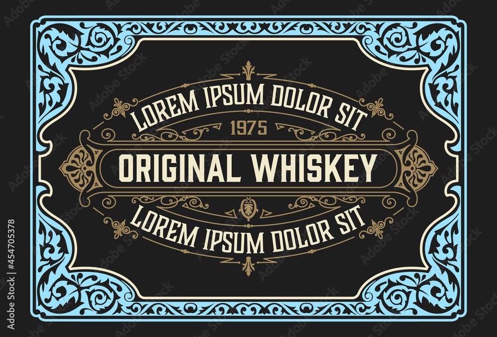 Whiskey label with old frames Whiskey label with old frames