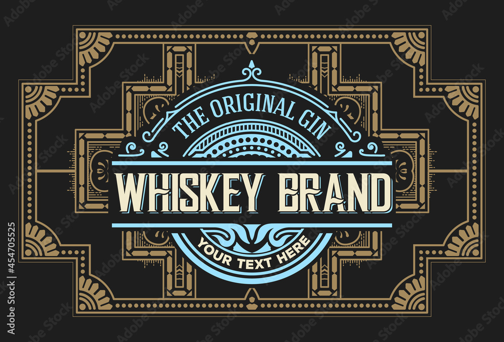 Obraz premium Whiskey label with old frames