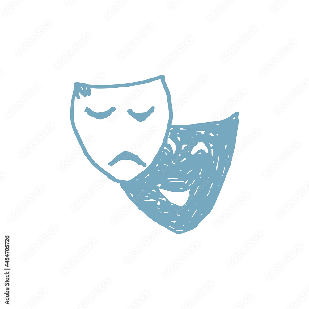 Vector hand drawn comedy and tragedy masks
