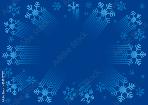 
Christmas snowflakes background, decorative frame.
Illustration of blue background with stylized snowflakes. Banner template. Vector available.