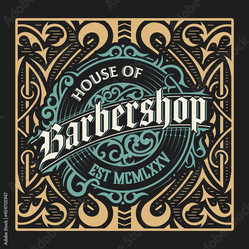 Vintage Barbershop label in vintage style