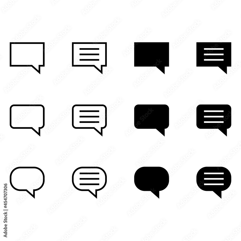 Speech bubble icons on white background Speech bubble icons on white background