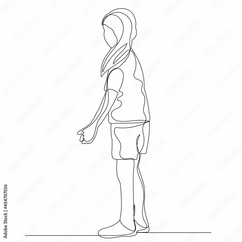 isolated line drawing of a child standing, sketch