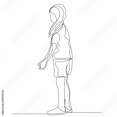 isolated line drawing of a child standing  sketch