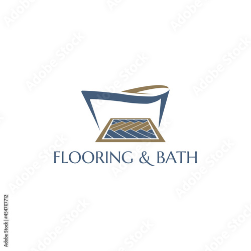 Ceramic Bathtub and Floor logo vector. Suitable for construction and interior use.