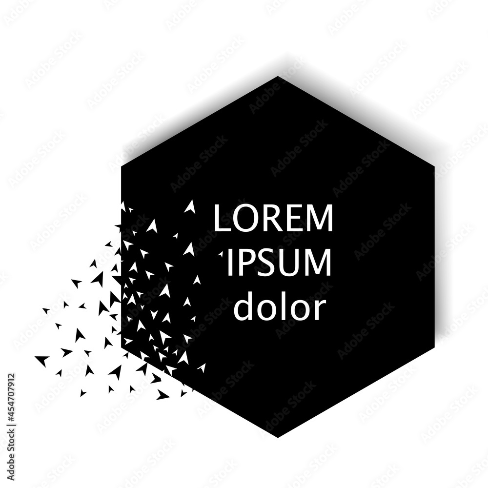 Broken hexagon, abstract vector. Banner with broken shapes. Trendy ...