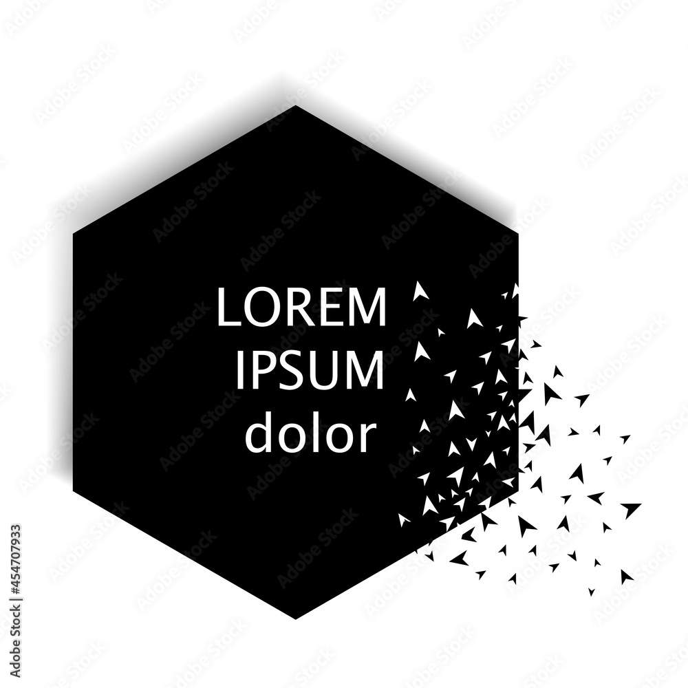 Broken hexagon, abstract vector. Banner with broken shapes. Trendy ...
